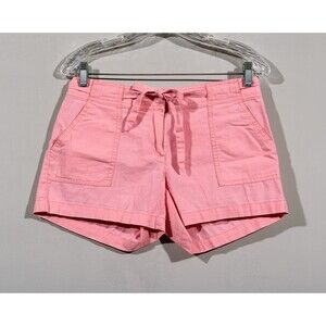 New York & Company Pink Belted 55% Linen Blend Summer Shorts Sz 0